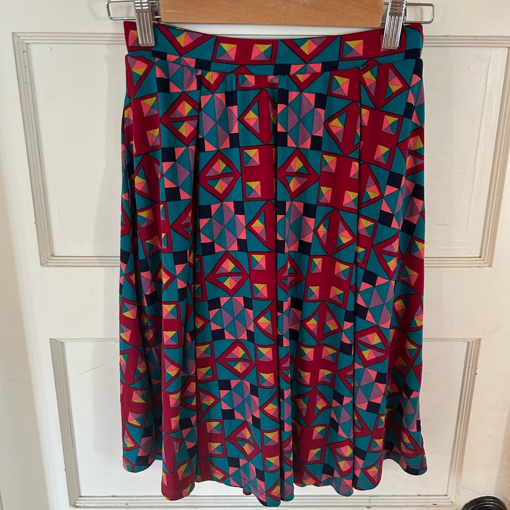 LuLaRoe A-Line Skirt Colorful Geometric Circle Skirt